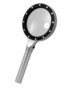 Лупа ручная круглая 2.5х/5х-90мм для чтения с подсветкой (12 LED) Kromatech DS-12